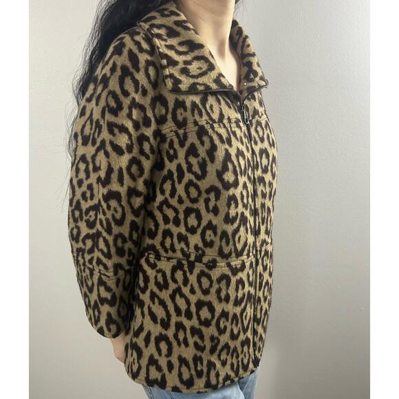 Carlisle Leopard Print Jacket Size 2 Wool Angora Blend Mob Wife - Picture 3 of 6